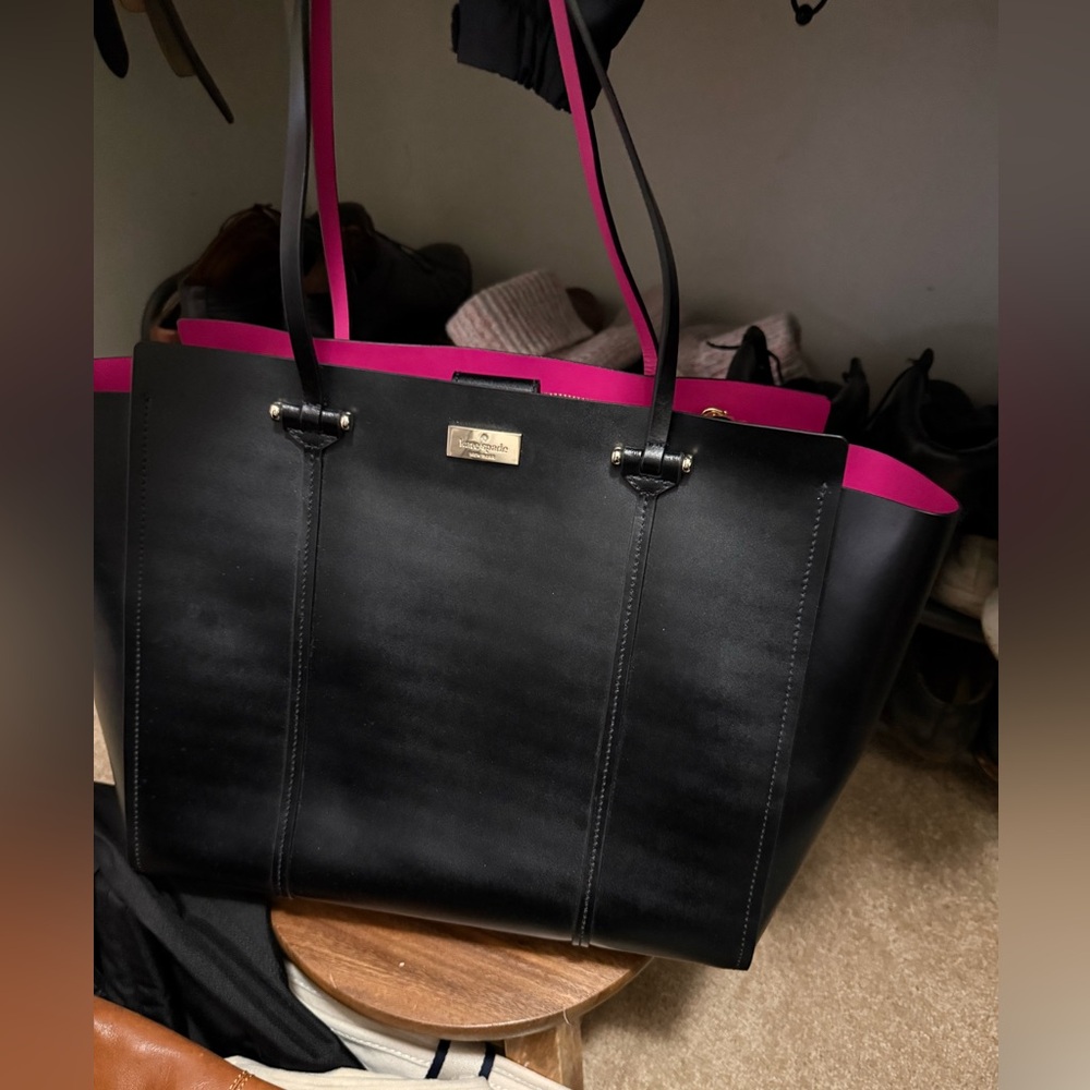 Kate Spade Large Black Leather Tote Bag NWOT
